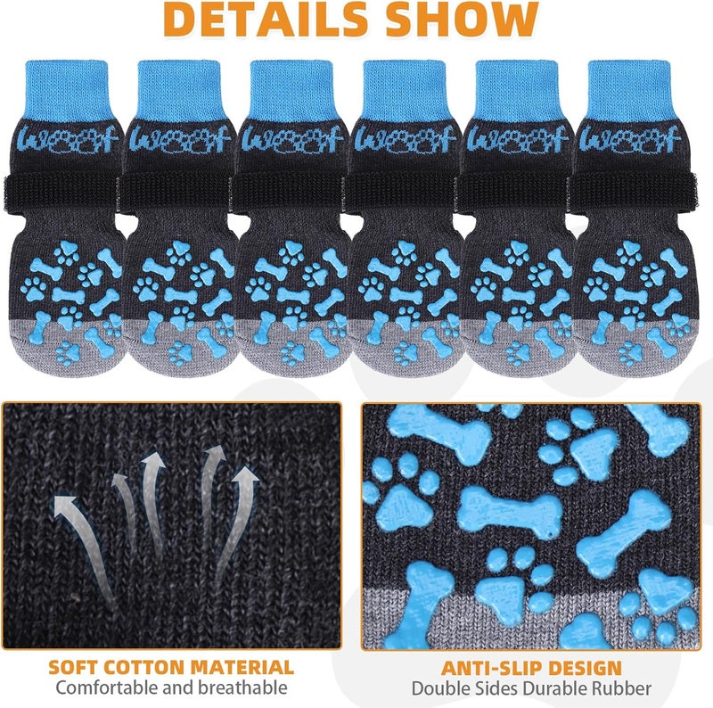 KOOLTAIL Anti Slip Dog Socks to Prevent Licking and Slipping, Winter Warm Pet Shoes Booties for Hardwood Floors, Adjustable Extra-Thick Grip Dog Boots & Paw Protectors for Small Medium Large Senior,S - Image 3